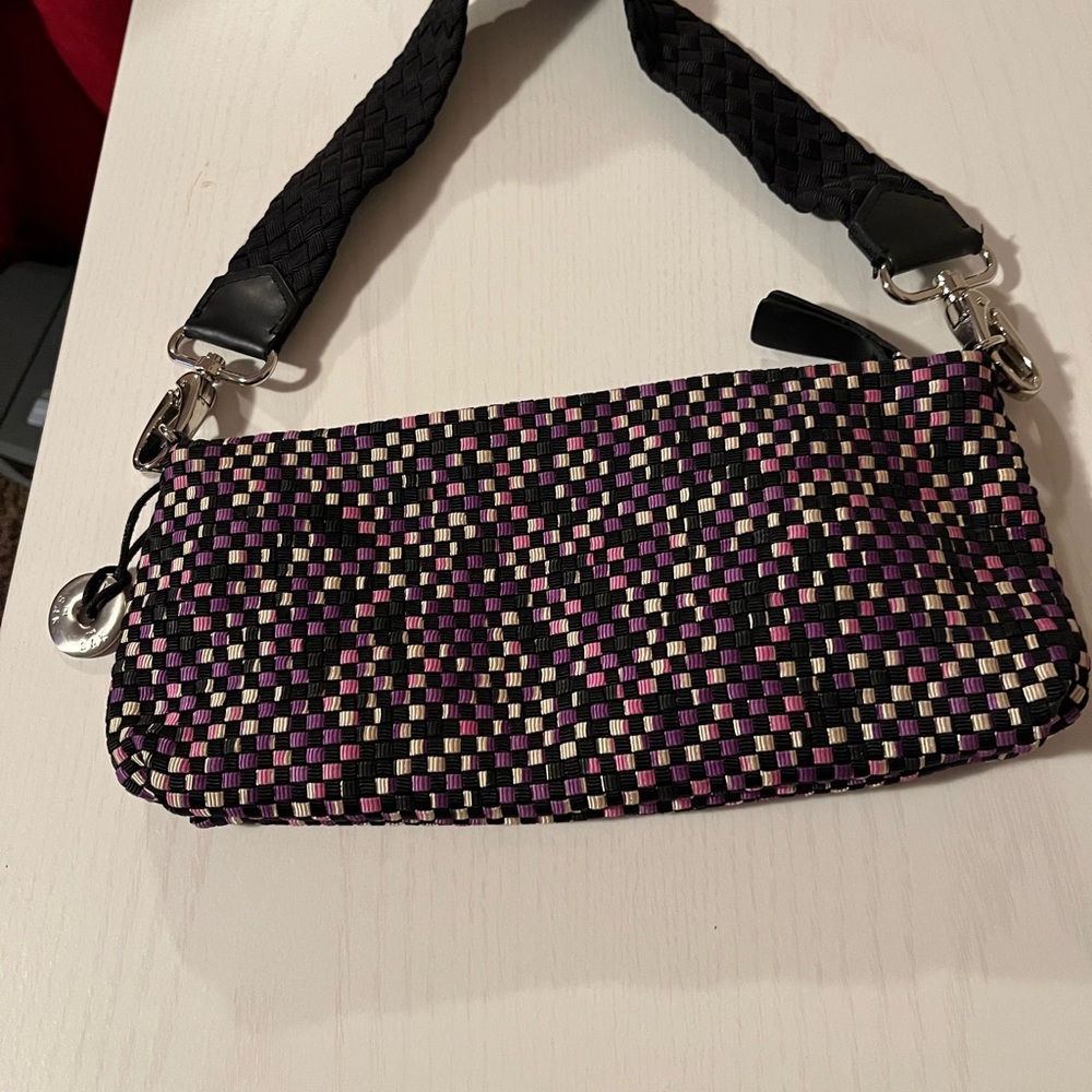 The Sak Black and Pink Clutch with Sequined Design